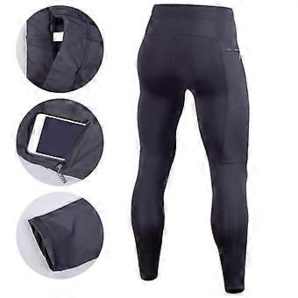 Kompressions Tights Leggings Herr Löpning Sport Träning Gym Fitness Jogging Byxor Snabbtorkande khaki L