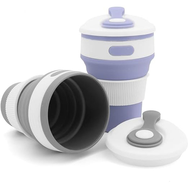 Foldbar kopp silikon 350ml (grå) kaffekopp reisekopp gjenbrukbar