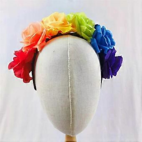 Håndlavet Hårbøjle LGBTQ+ Regnbue Hovedbeklædning Farverig Blomst til Maskerader Halloween Regnbuefest