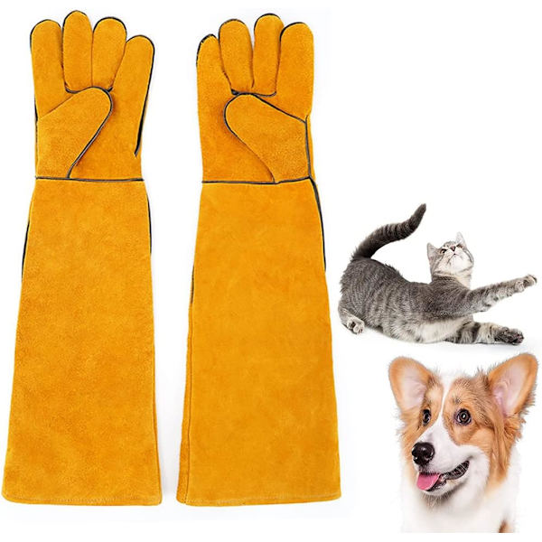 60 cm Anti-Bite Arbetshandskar, Slitstark Anti-Graffio Läderhandske fo