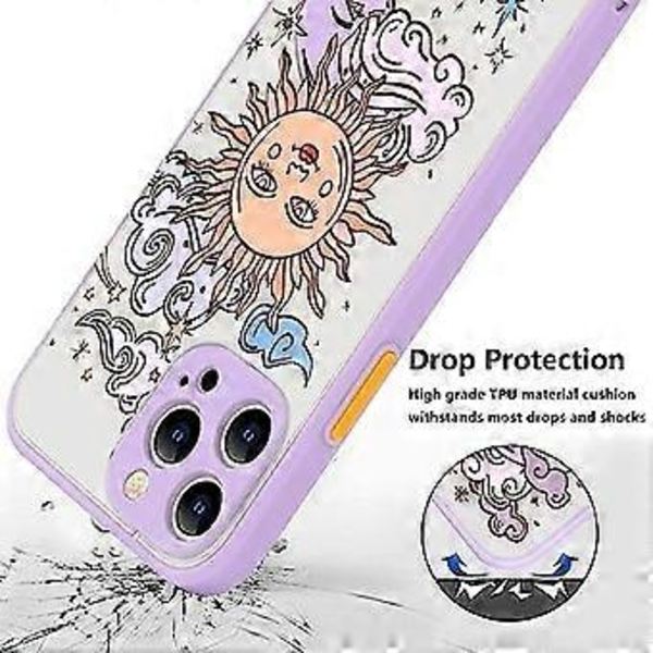 Yhteensopiva iPhone 12 Pro Max -kotelon kanssa, matta kirkas muotoilu, aurinko, kuu, 3D-sarjakuvat, puskuri, naiset, miehet, teinitytöt, iskunkestävä silikoni, pehmeä takasuojus