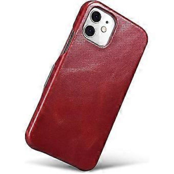 Nahkainen Folio-kotelo iPhone 12:lle - Vintage-tyyli, aito nahka, taittuva folio-suunnittelu, magneettinen sulkeminen - punainen