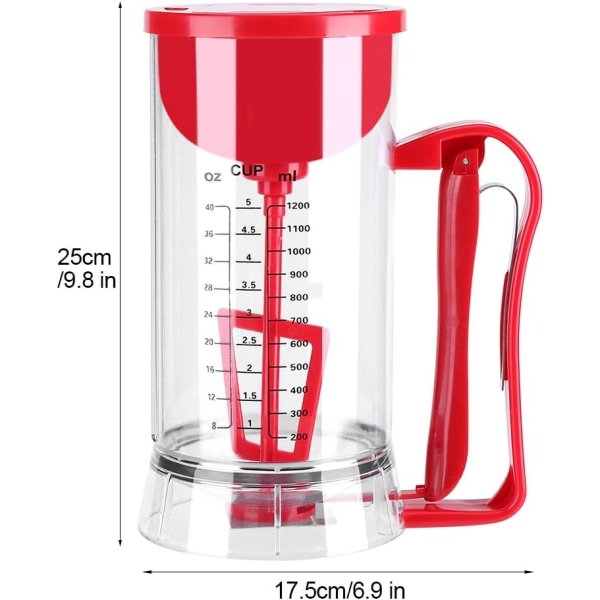 Elektrisk pannekakebatterdispenser 1200ML Kakebattertrakt Målebeger