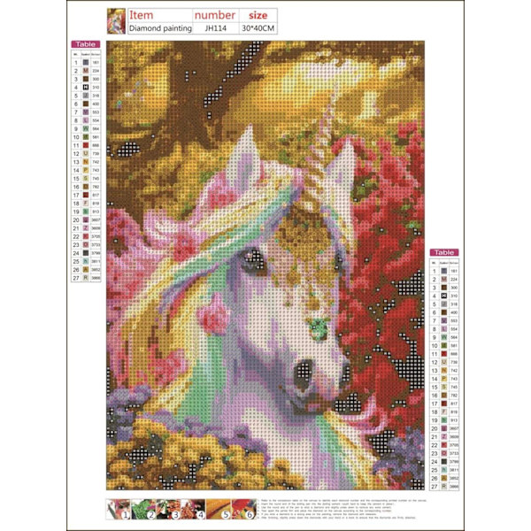5D DIY Timanttikirjonta-setti Timanttimaalaus Yksisarvinen Timantti E