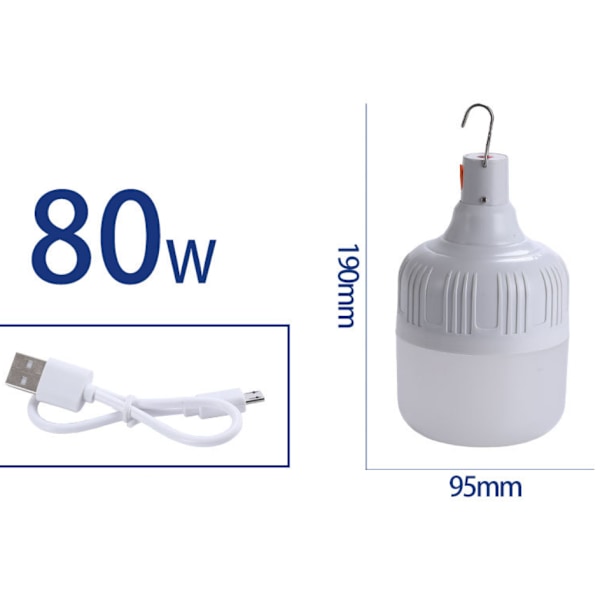 2 st campinglampor, campinglampor med USB-laddningsbar 80W 5 M