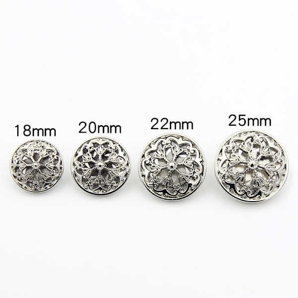 10 st silverkläder knapp - ihålig blomma form metall skaft Ro