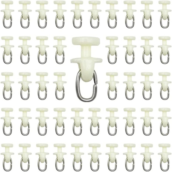 Gardinskinne-ruller - 100 stk. inner skinne, hvit, 2,6*1,2 cm