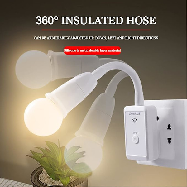 E27 stikkontakt med bryter LED stikkontaktadapter 360° justerbar