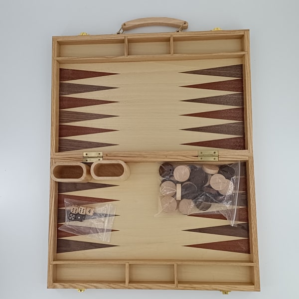 Avancerat träinlagt backgammon spelset. Klassisk Foldi