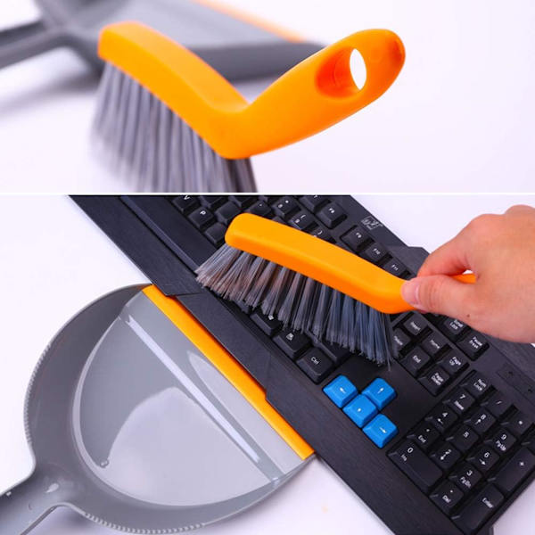 Orange Grøn Rengøringsbørste og Fejebakke, Mini Kost og Fejebakke,