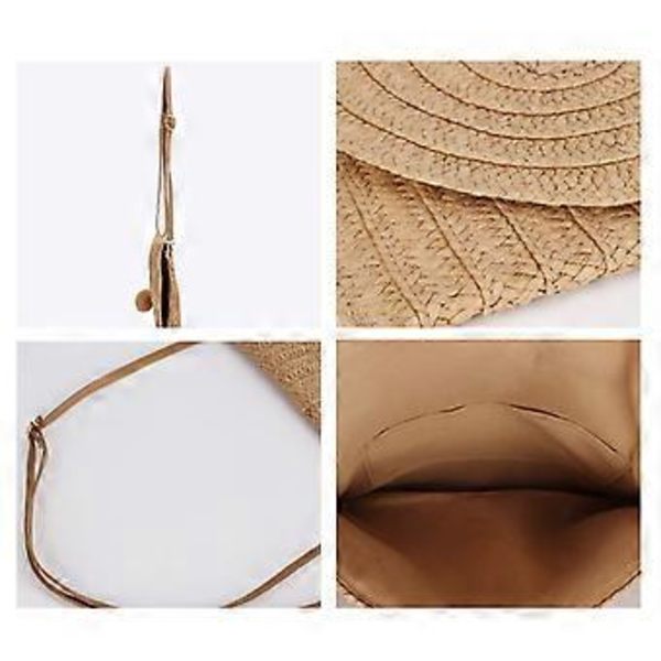 Allsidig Crossbody-väska för kvinnor Enkel handväska Strandväska i halm Axelväska Handgjord Messenger-väska Vardagsväska Beige Beige