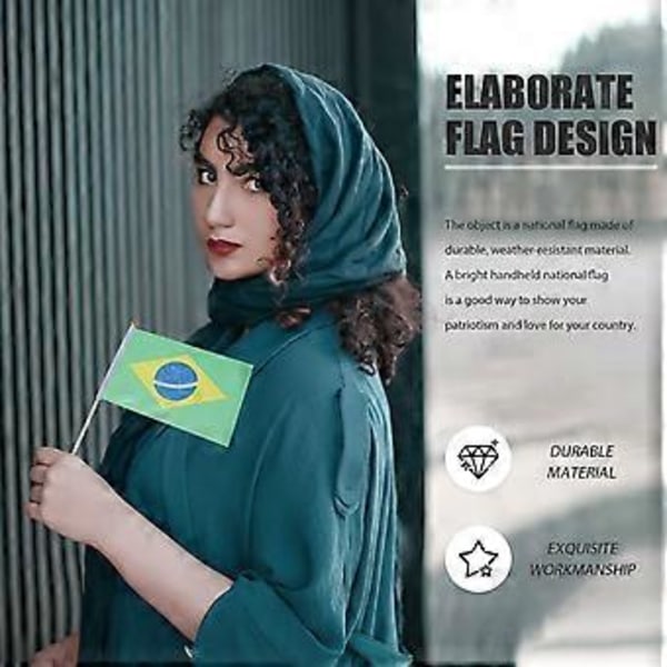 50 stk. Fodboldkamp Håndflag Jubel Håndholdte Flag Bærbare Flag med Pind