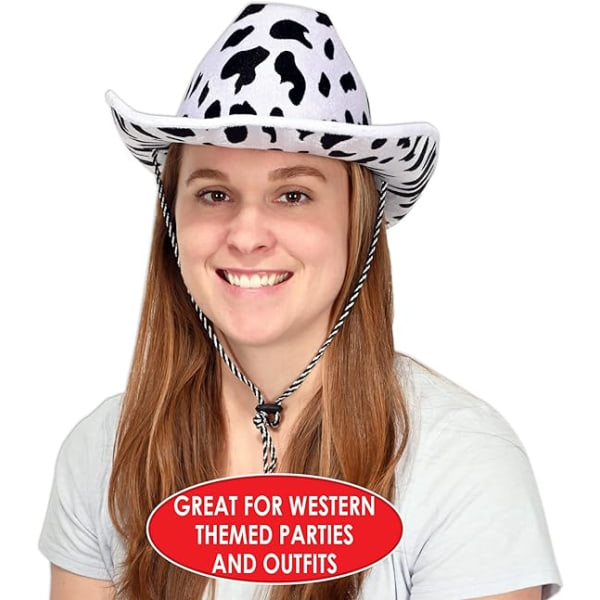 Herre Cow Print, Hvid/Sort - Tema, For Western Theme Wild West