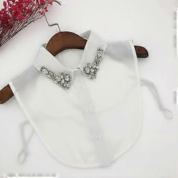 Dame Kvinder Vanddråbe Imitation Krystal Chiffon Falske Kraver Smykker Rhineston Sort Black