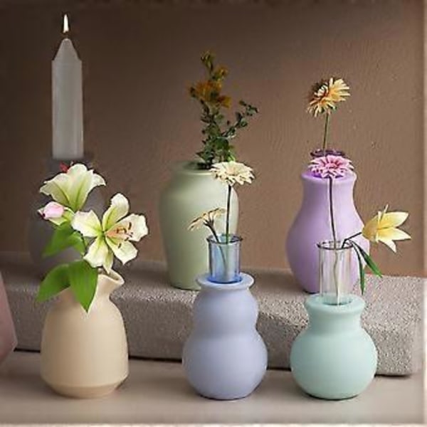 Liten Ljusstake Form DIY Hydroponisk Växt Blomkruka Silikonform Betong Gipsformar Epoxihartsform Dekorationer Style 2