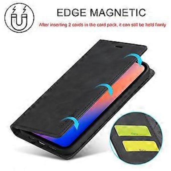 LC.IMEEKE Magnetiskt PU + TPU-fodral för iPhone 13 Pro Black