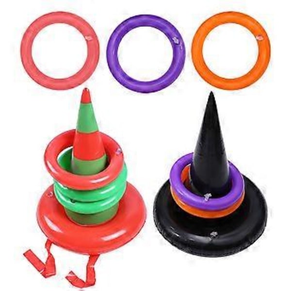 10 st Häxhatt Ringkast Spel PVC Kastspel Uppblåsbart för Jul Halloweenfester