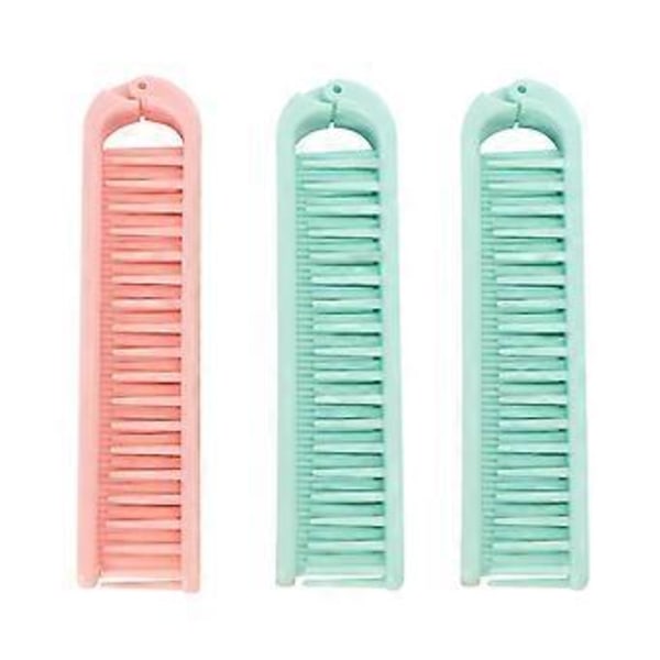 3 STK Rejsehårbørste Sammenklappelig Massage Hårkam Bærbar Hårkam Rejsehårbørste Dobbelt Tandkam Hårkam