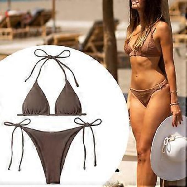 Bikiniset Dam Baddräkt för Klubbar Vattenaktiviteter Semester Spa (Kaffe L) Coffee L