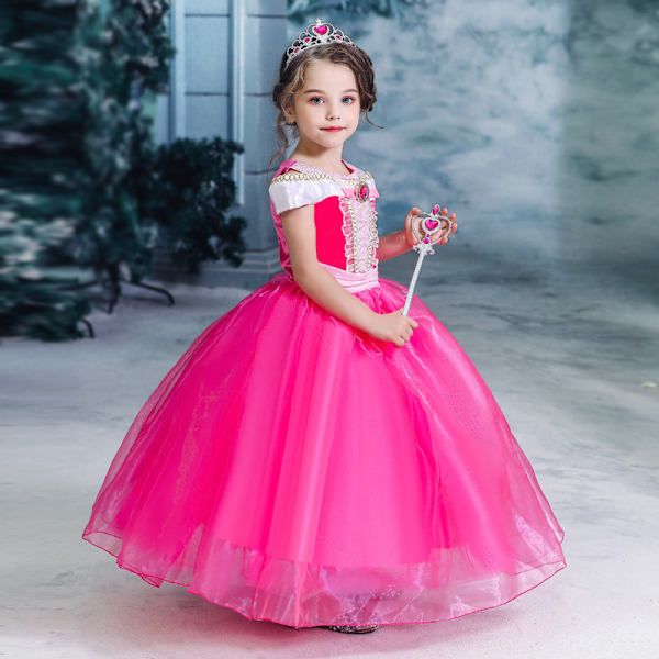 Flickor Prinsessa Aurora Klänning Törnrosa Kostym med Accesso