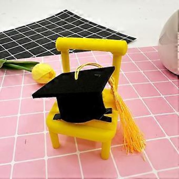 10 stk. Mini doktorhatte, dimissionshårnålehatte, dimissionssæson dekorationshatte, festbegivenheds vinflaske doktorhatte dekorationshatte, Yellow