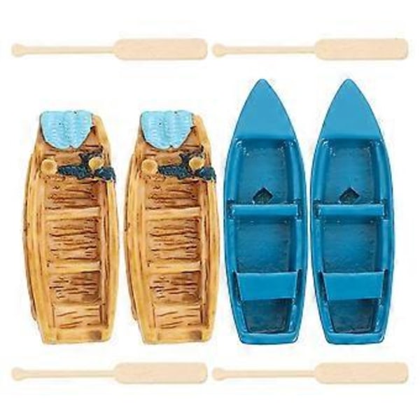 1 Set Mikrolandskap Båt Ornament Miniatyrer Strandbåt Paddlar Dockhus Tillbehör( )