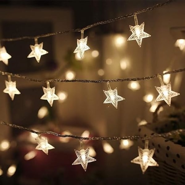 Twinkle Star 3m 20 LED stjernelys, Plug in Fairy String Lights Vanntett, Utvidbar for innendørs, utendørs, bryllupsfest, juletre, nyttår, hagedekorasjon, varm hvit