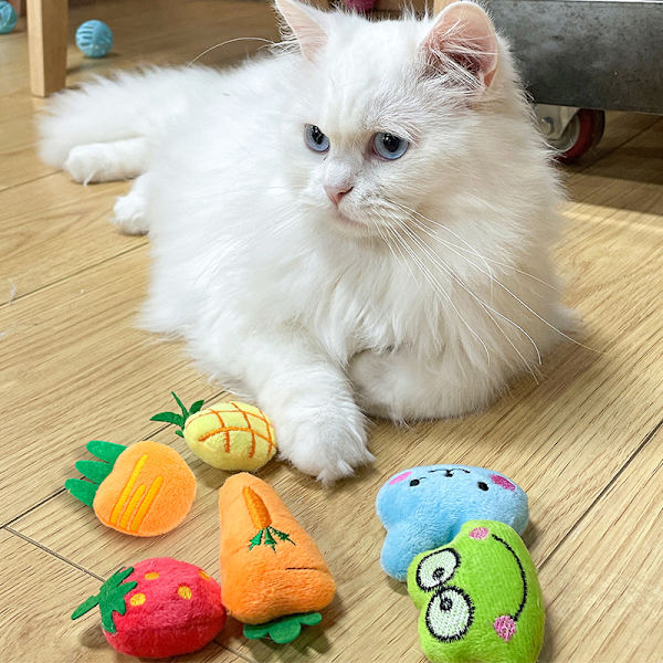 Kattplysch med kattmynta x 4, Kattleksak, Kattungeleksak, Antistresskatt,