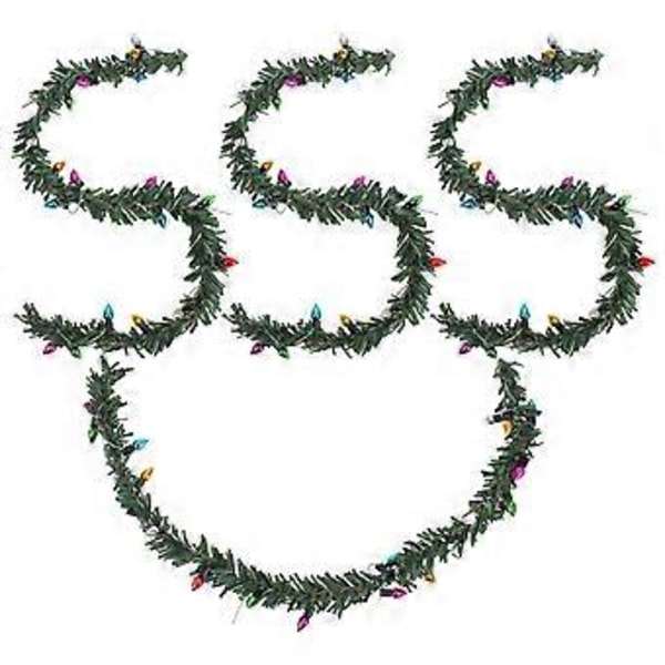 4 st Mini Julgirlang med Ljus Mini Hus Krans Ornament Mini Ljusslingor