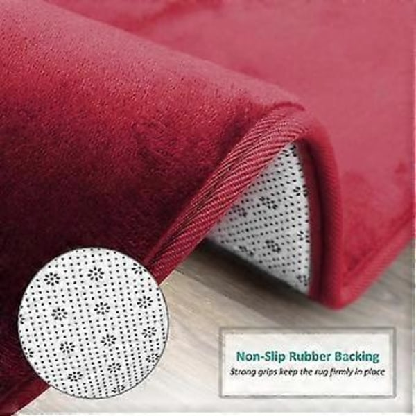 HUOGUO Badeværelsestæpper, Ultra Bløde Skridsikre og Hyggelige, Fløjls Memory Foam Bademåtte Bordeaux Rød 50 x 81 cm