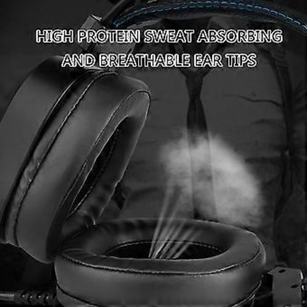 V10 USB 7.1CH Gaming Hovedtelefoner med Surround Sound, Højprotein Læder Svedtætte Ørepuder Komfortable Headsets Sort Black