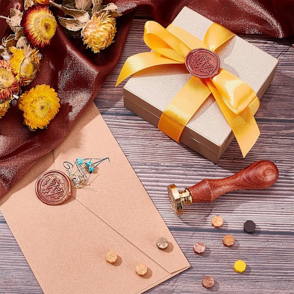 Elite 1 stk. DIY voksforseglingsstempel i tre, alfabet skrapbok messing St