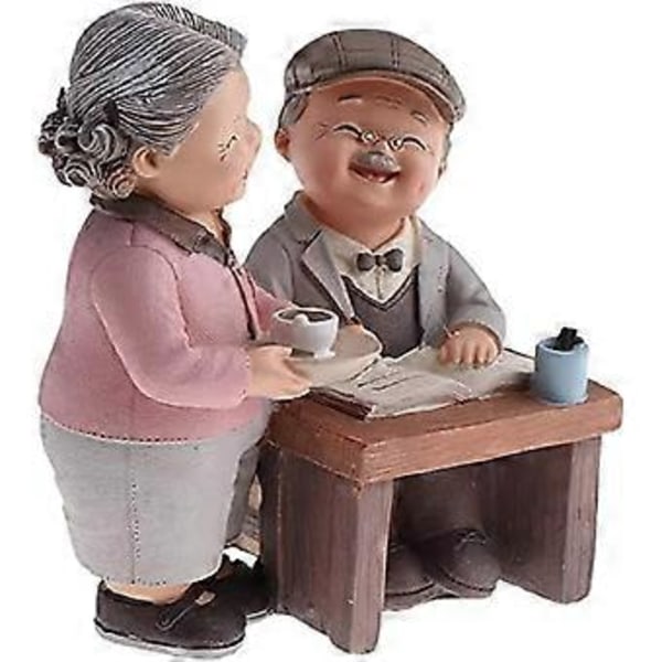 Parfigurer Resin Ektemann og Kone Statuer Besteforeldre Skulptur Bordplate Ornamenter stil 1 FARGE 5