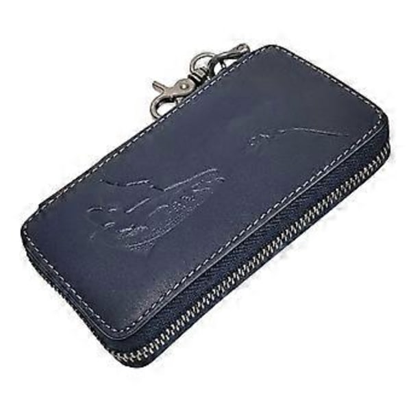 Fisketaske i læder, metal jig spinner, pailletter, agntaske, flue ske agn opbevaring, hårdt agn etui, krog bæretaske, marineblå Navy Blue