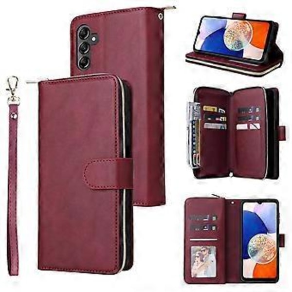 Til Samsung Galaxy A15 4G/A15 5G Etui Læder 9 Kort Slots Telefon Cover med Håndledsrem Style E