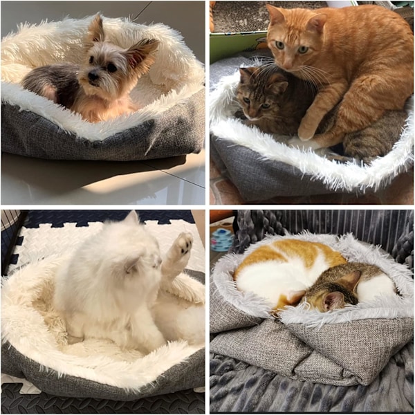 Katte- og hundeseng, 2 i 1 myk og komfortabel katteseng med dobbel funksjon