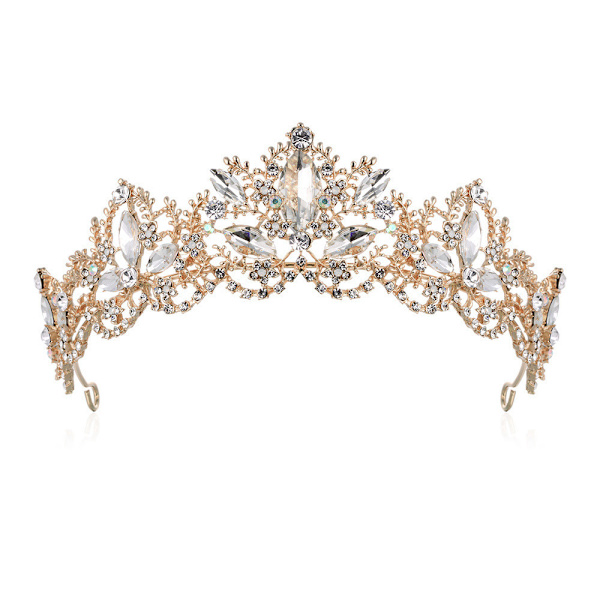 Prinsesse Krystall Dronning Krone (Gull), Rhinestone Prinsesse Hår Eller