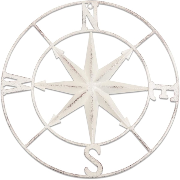 1 st vit distress metall kompass väggdekoration navigationsdekor