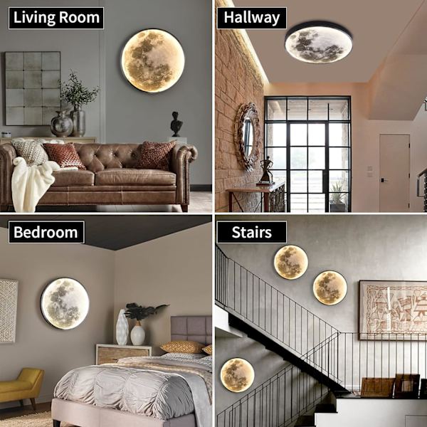 Dimbar månevegglampe plugg moderne LED-vegglampe med fjernkontroll