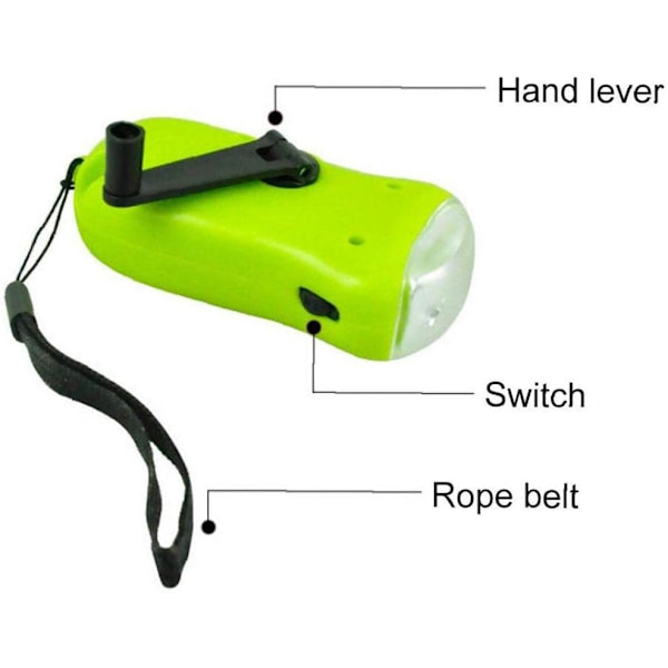 1st 3 LED Dynamo Handvevlampa för Vandring Camping