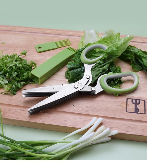 Multifunksjonelt gourmet-saksesett med 5 rustfrie stålblad