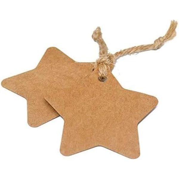 (Tähtitarra-50 kpl) Kraft-paperitarra, 50 kpl tähtilahja Kraft-tarrat