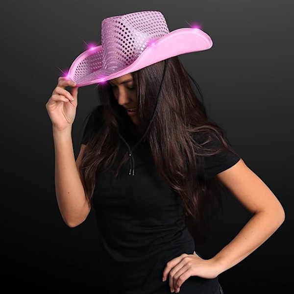 LED Rosa Cowboyhatt med LED-skärm