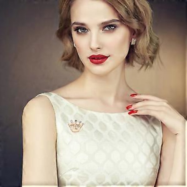 12 stk. Mode Diamant Bryllupsfest Pageant Tiara Krone Corsage Broche Nål (Guld)