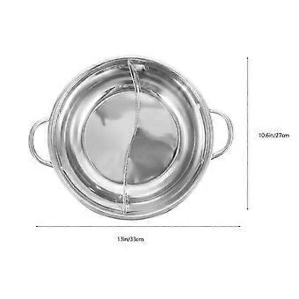Ruostumattomasta teräksestä valmistettu jaettu hot pot -pata induktioliedelle ja kaasuliedelle