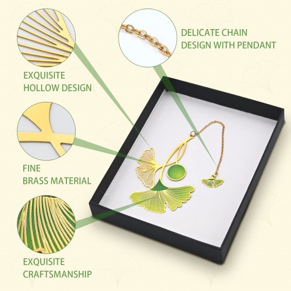 Metallbokmärke Hänge Bokmärke, 2 Blad och Blommor Bokmärke, Spec