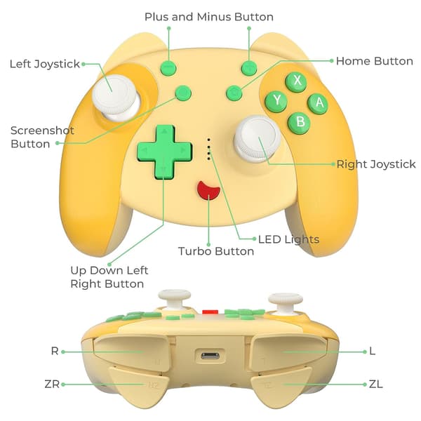 Trådløse Switch-Kontrollere - Grå/Sort - Kompatibel med Nitendo-A