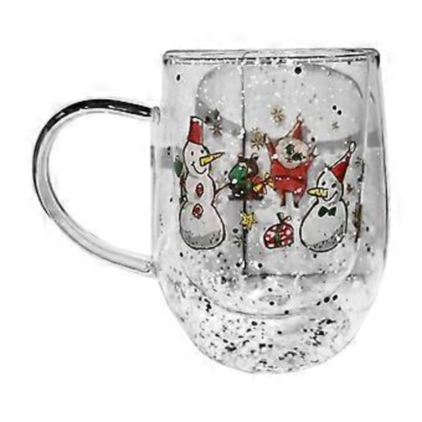 Isoleret dobbeltvægget kaffekrus i glas 300 ml julevandkop drikkeglas varmebestandigt glas til festbrug Snowman with hand
