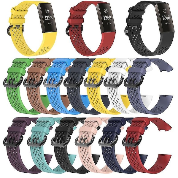 Yhteensopiva pehmeä silikoninen hengittävä ranneke Fitbit Charge 3 Jikaix.L.Keltainen