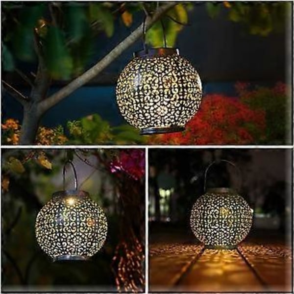 Aurinkolyhty, Retro Metallinen LED Aurinkolyhty Ulkokäyttöön, Vedenpitävä Aurinkolamppu Ulkopuutarhan Koristeluun Puutarhaan Parvekkeelle (Sininen)